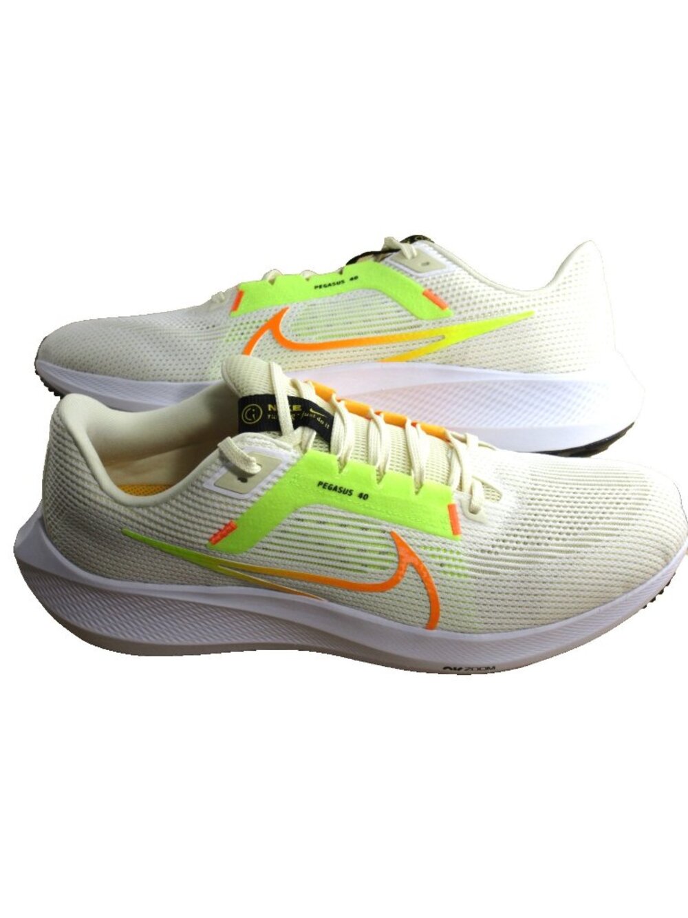 Nike Men's Air Zoom Pegasus 40 Running Shoes White Coconut Milk Lime Size 12 NEW